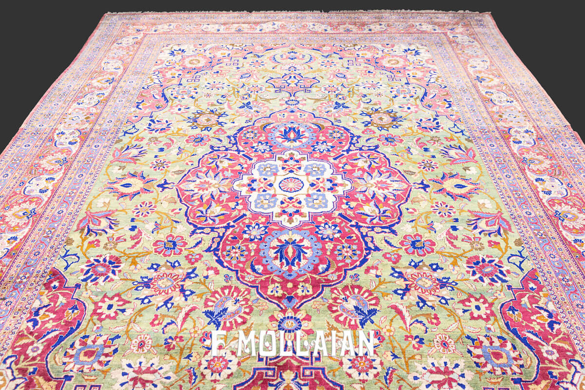 Kashan Silk Rug Green Pistachio n°:113689